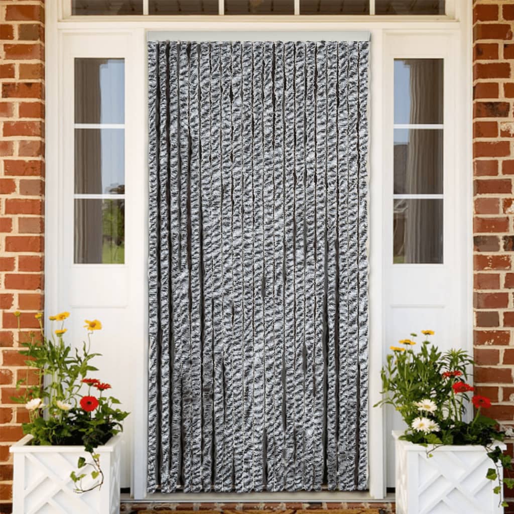 Fliegenvorhang Grau, Schwarz und Weiß 100x230 cm Chenille