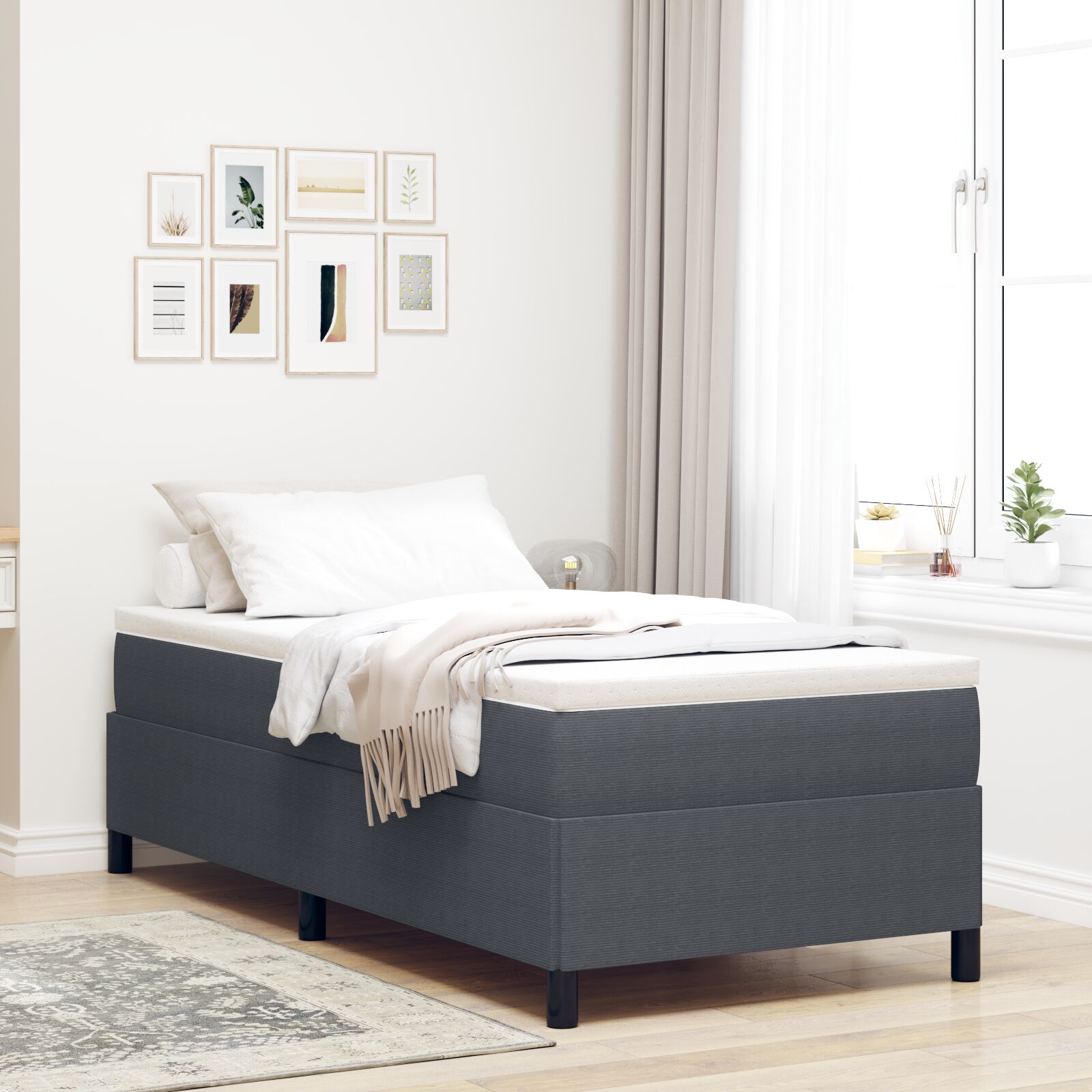 Bettgestell Dunkelgrau 90x200 cm Cord-Stoff