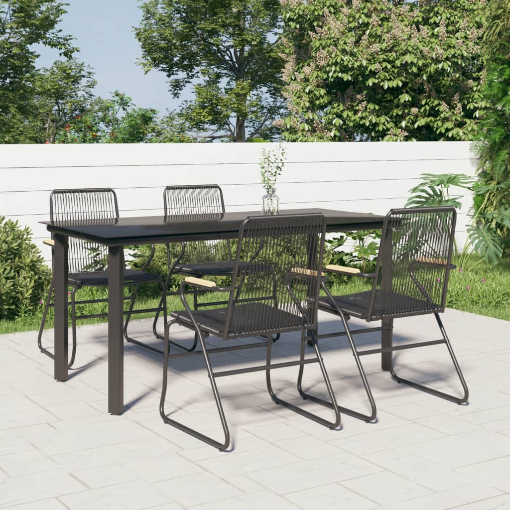5-tlg. Garten-Essgruppe Schwarz PVC Rattan 5-tlg. Garten-Essgruppe Schwarz PVC Rattan