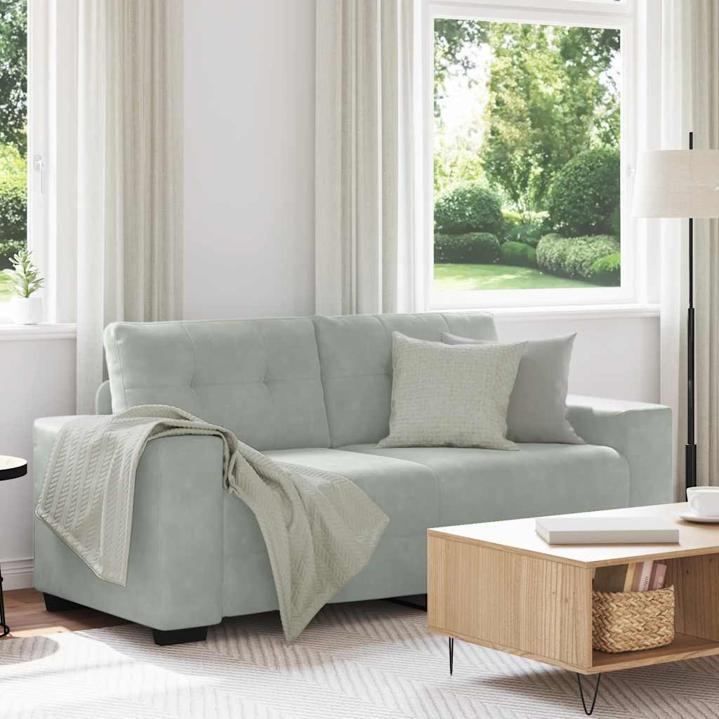 Zweisitzer-Sofa Hellgrau 140 cm Samt Zweisitzer-Sofa Hellgrau 140 cm Samt