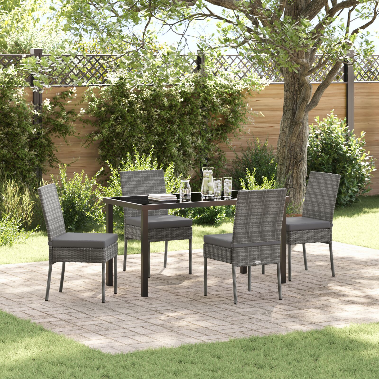 5-teiliges Garten-Essset Grau Poly-Rattan 5-teiliges Garten-Essset Grau Poly-Rattan