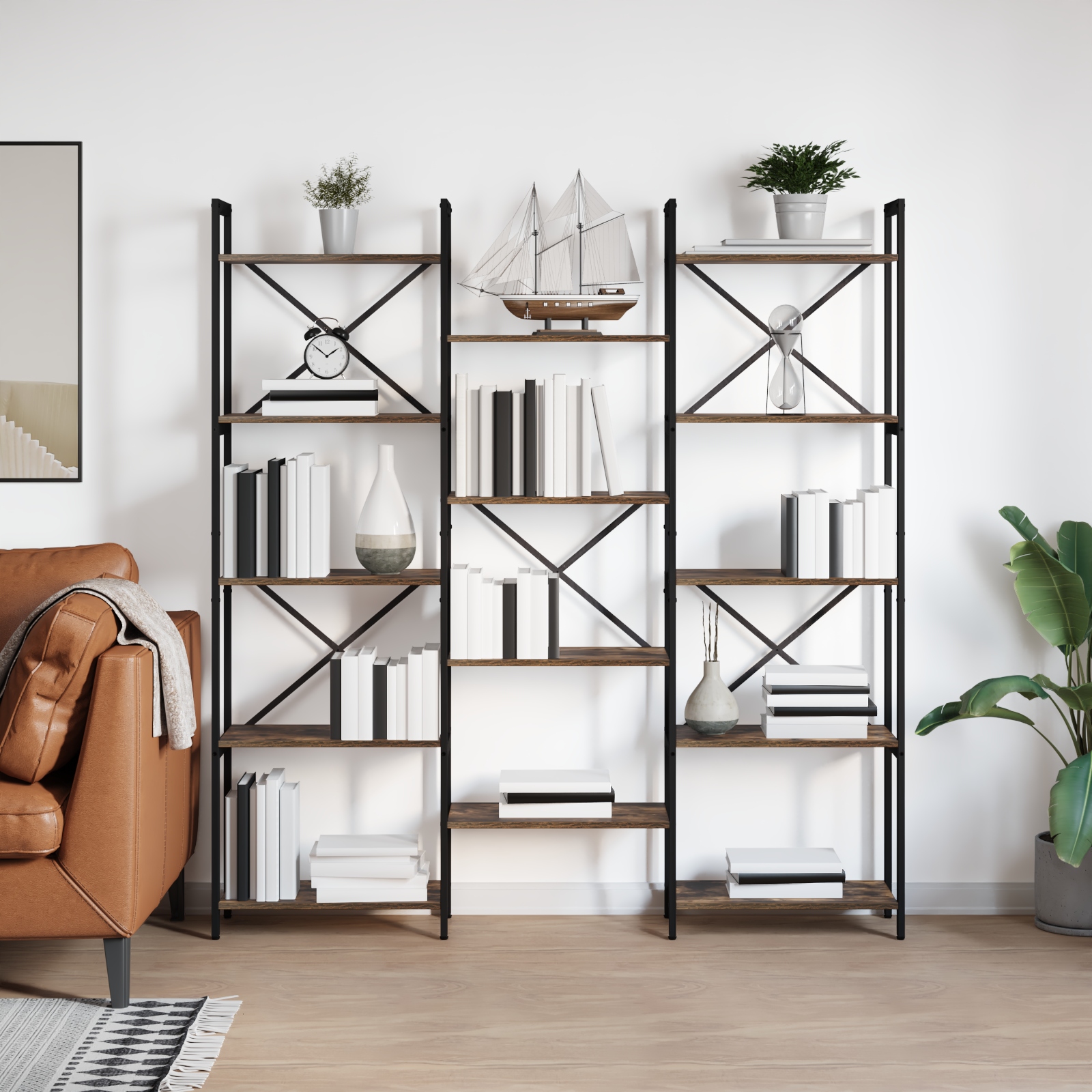 Regal Räuchereiche 156 x 25 x 167.5 cm Holzwerkstoff