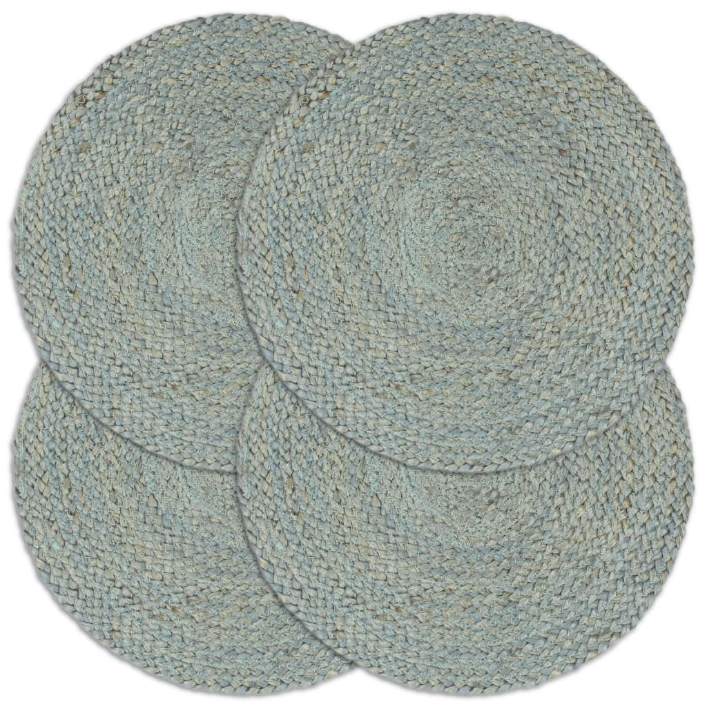 Tischsets 4 Stk. Olivgrün 38 cm Rund Jute