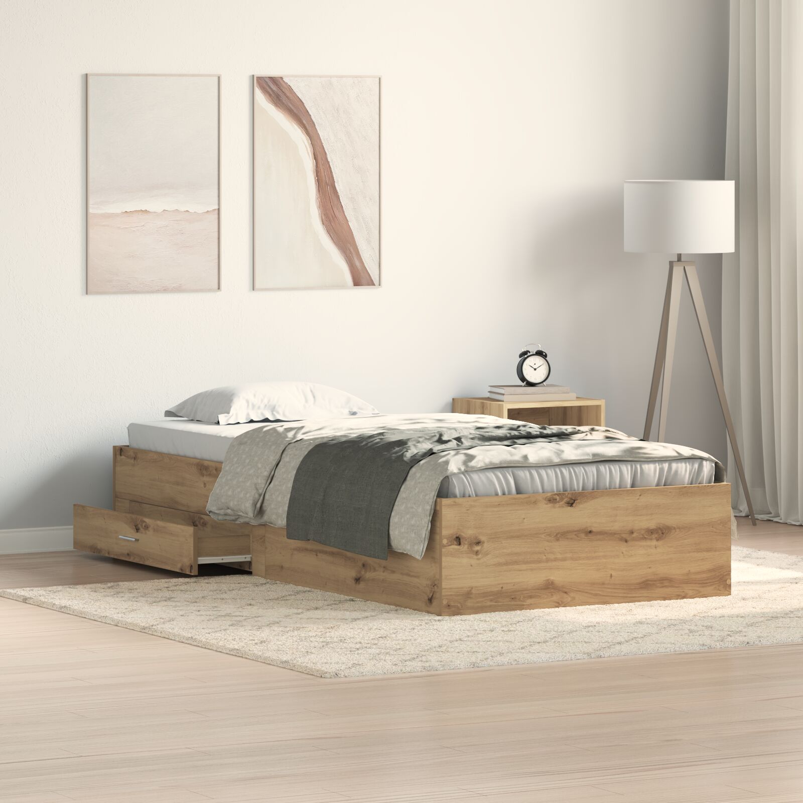 vidaXL Bettgestell Artisan Eiche 90x190 cm aus Holzwerkstoff