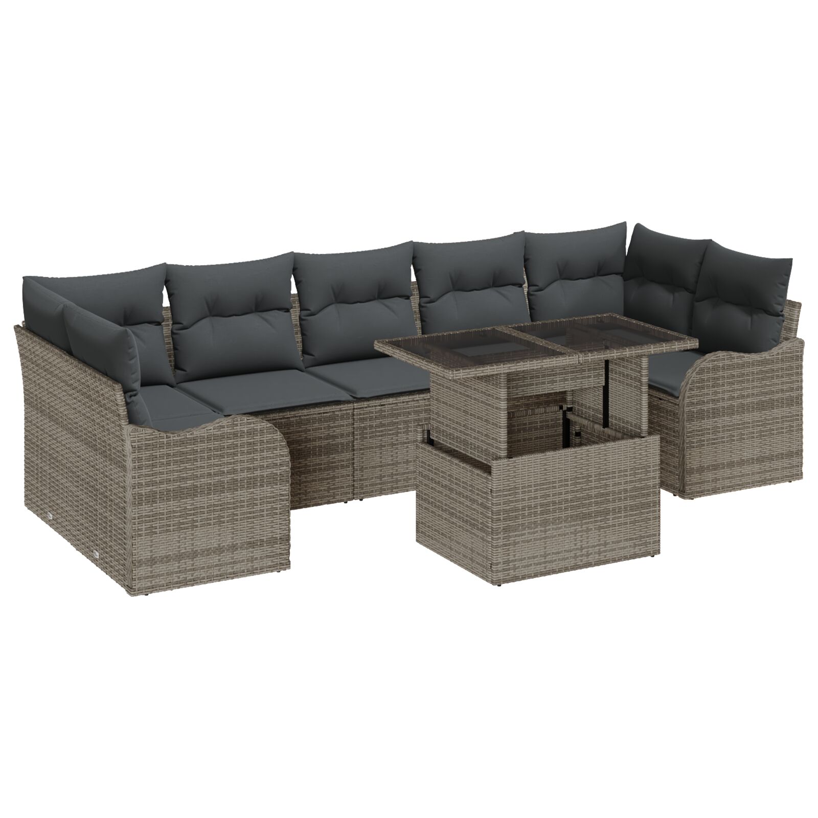 8-teiliges Garten Sofa Set mit Kissen Grau Poly Rattan, 2-Sitzer Garten Sofa mit Kissen Grau Poly Rattan 8-teiliges Garten Sofa Set mit Kissen Grau Poly Rattan, 2-Sitzer Garten Sofa mit Kissen Grau Poly Rattan