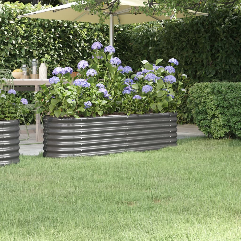 Hochbeet Pulverbeschichteter Stahl 152x40x36 cm Grau Hochbeet Pulverbeschichteter Stahl 152x40x36 cm Grau
