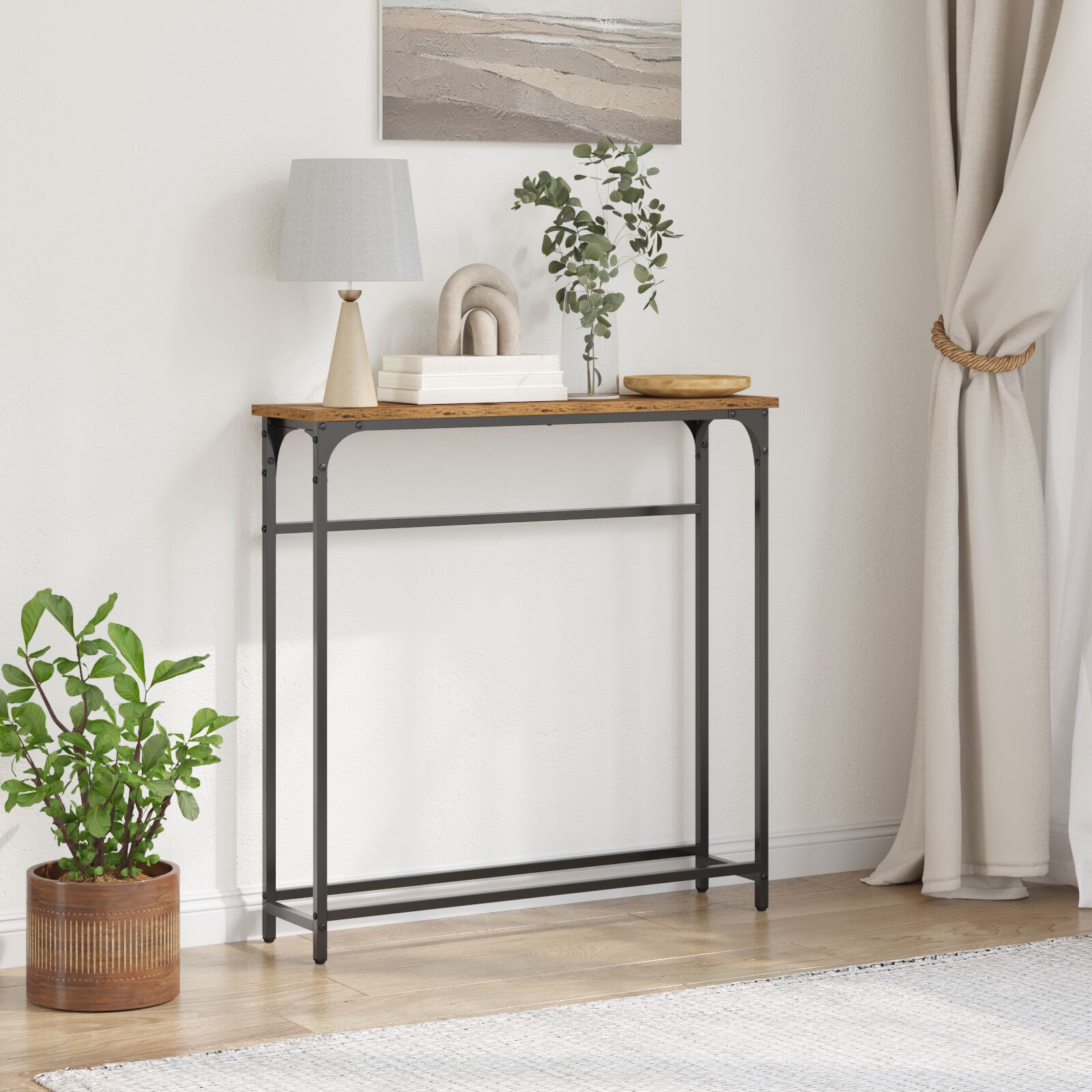vidaXL Konsolentisch Alte Eiche 75x19,5x75 cm Holzwerkstoff und Stahl