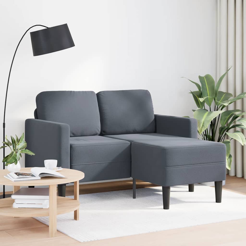 2-Sitzer-Sofa mit Chaiselongue L-Form Dunkelgrau 125 cm Samt 2-Sitzer-Sofa mit Chaiselongue L-Form Dunkelgrau 125 cm Samt