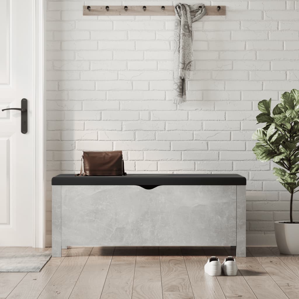 Aufbewahrungsbox mit Kissen Betongrau 105x40x45 cm
