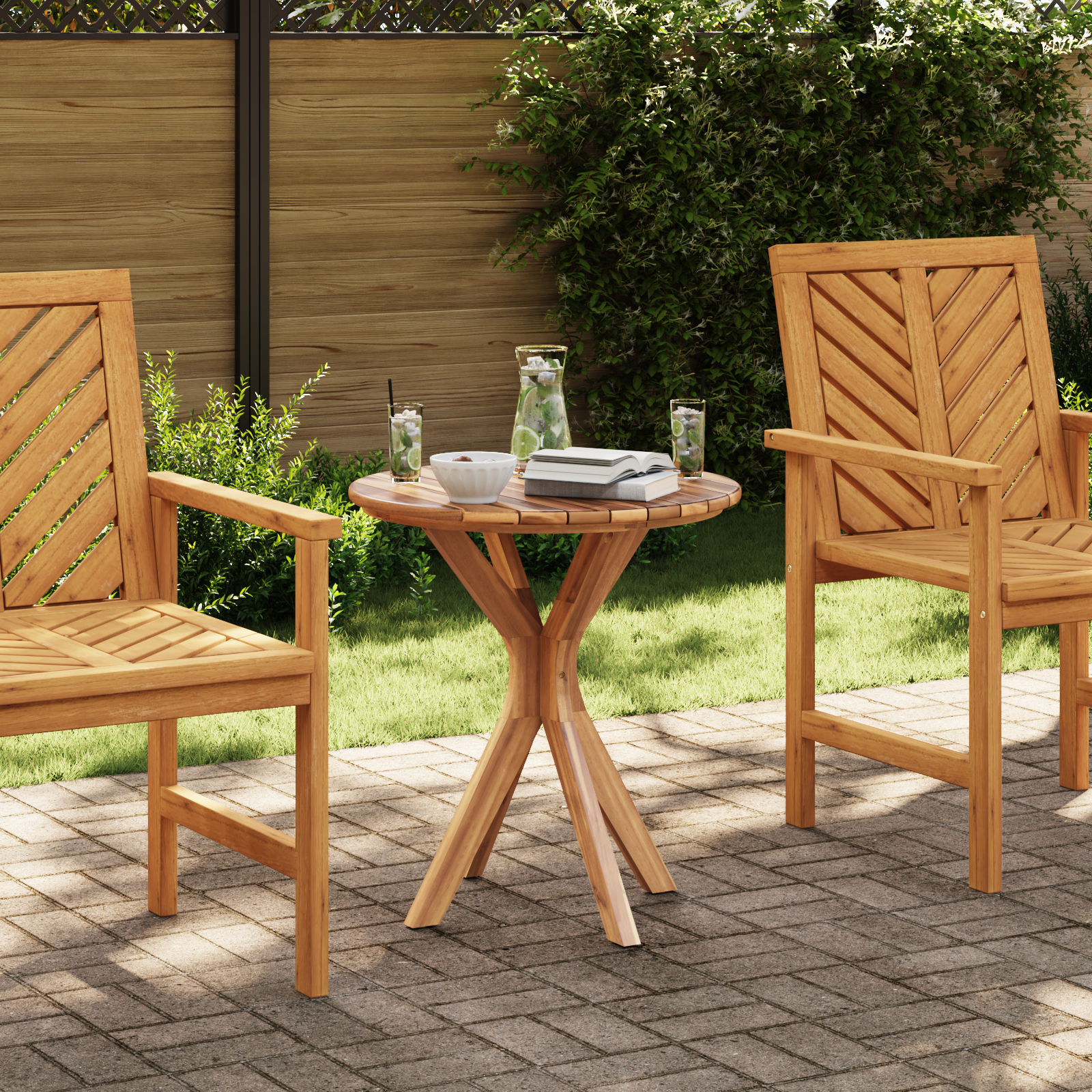 Garten Bistro Tisch Ø70x75 cm Massivholz Teak