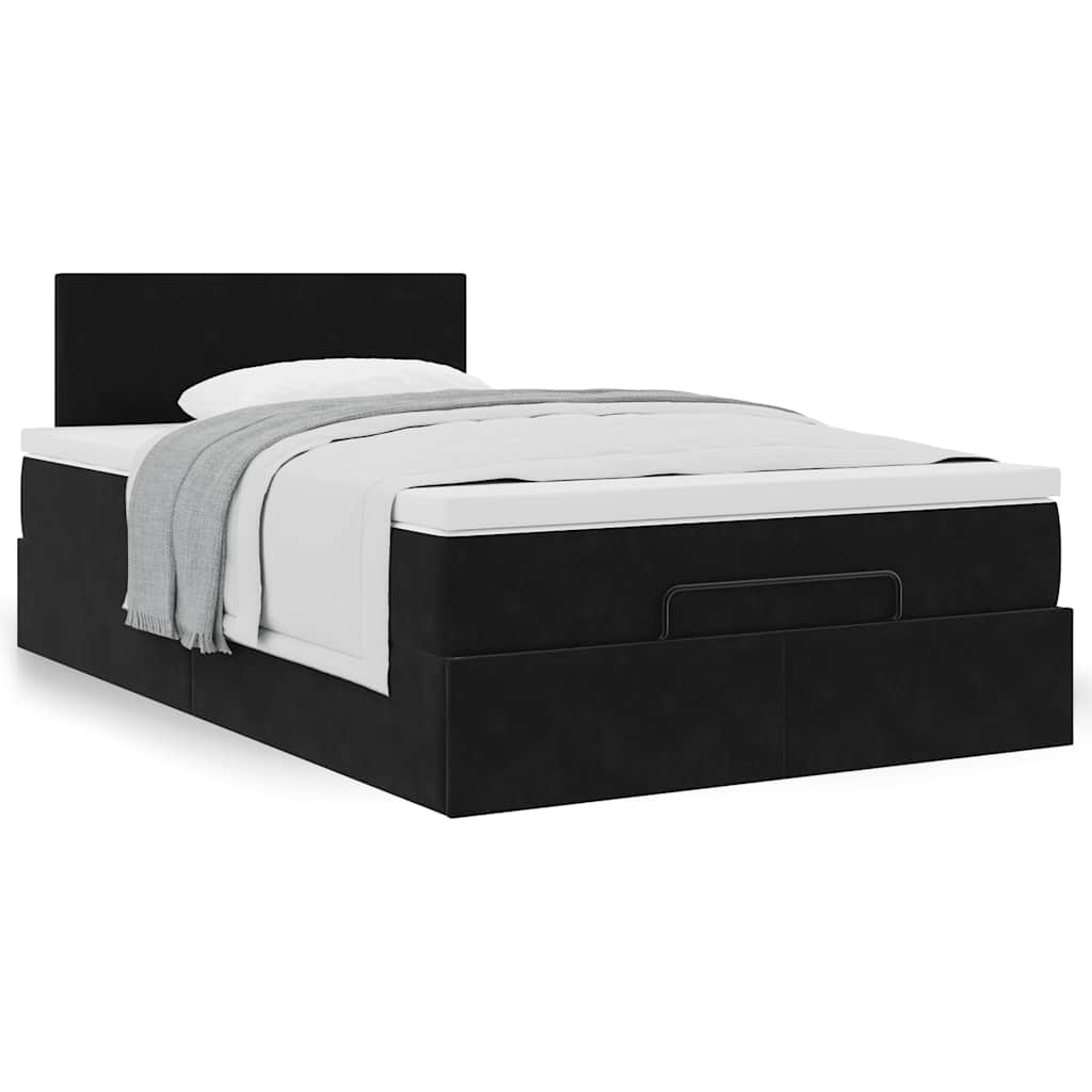 Ottoman-Bett mit Matratze Schwarz 120x200 cm Samt