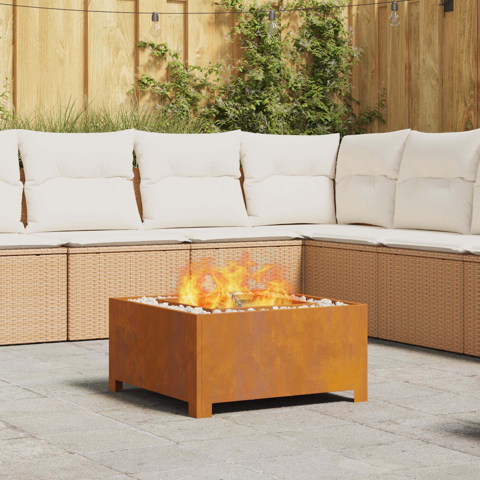vidaXL Feuerstelle Quadrat 60x60x30 cm Wetterstahl