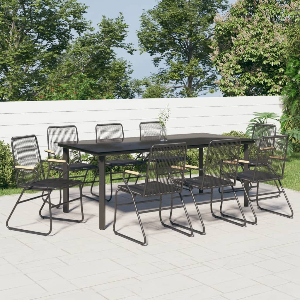 9-tlg. Garten-Essgruppe Schwarz PVC Rattan 9-tlg. Garten-Essgruppe Schwarz PVC Rattan