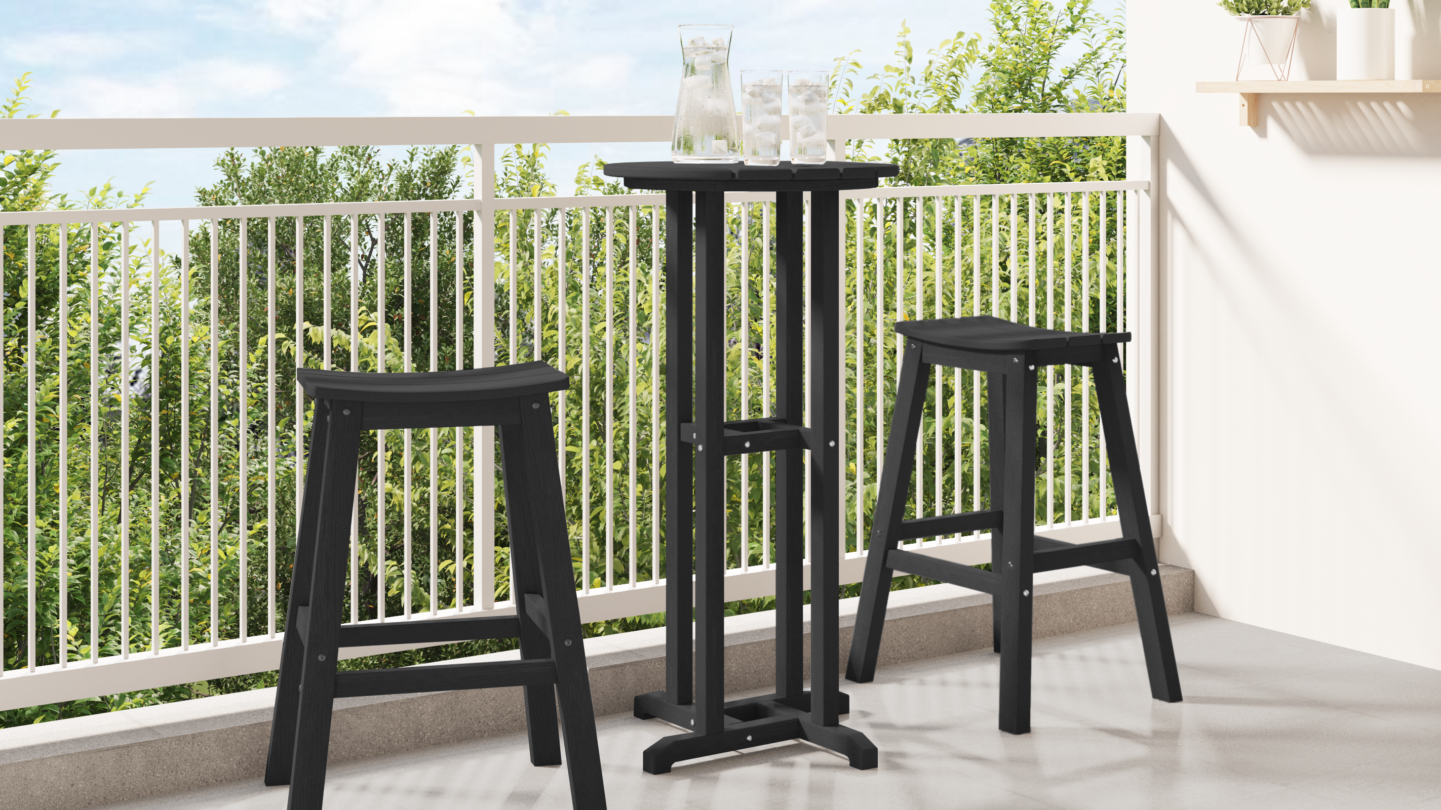 Bar Tisch Schwarz 55x55x107 cm HDPE