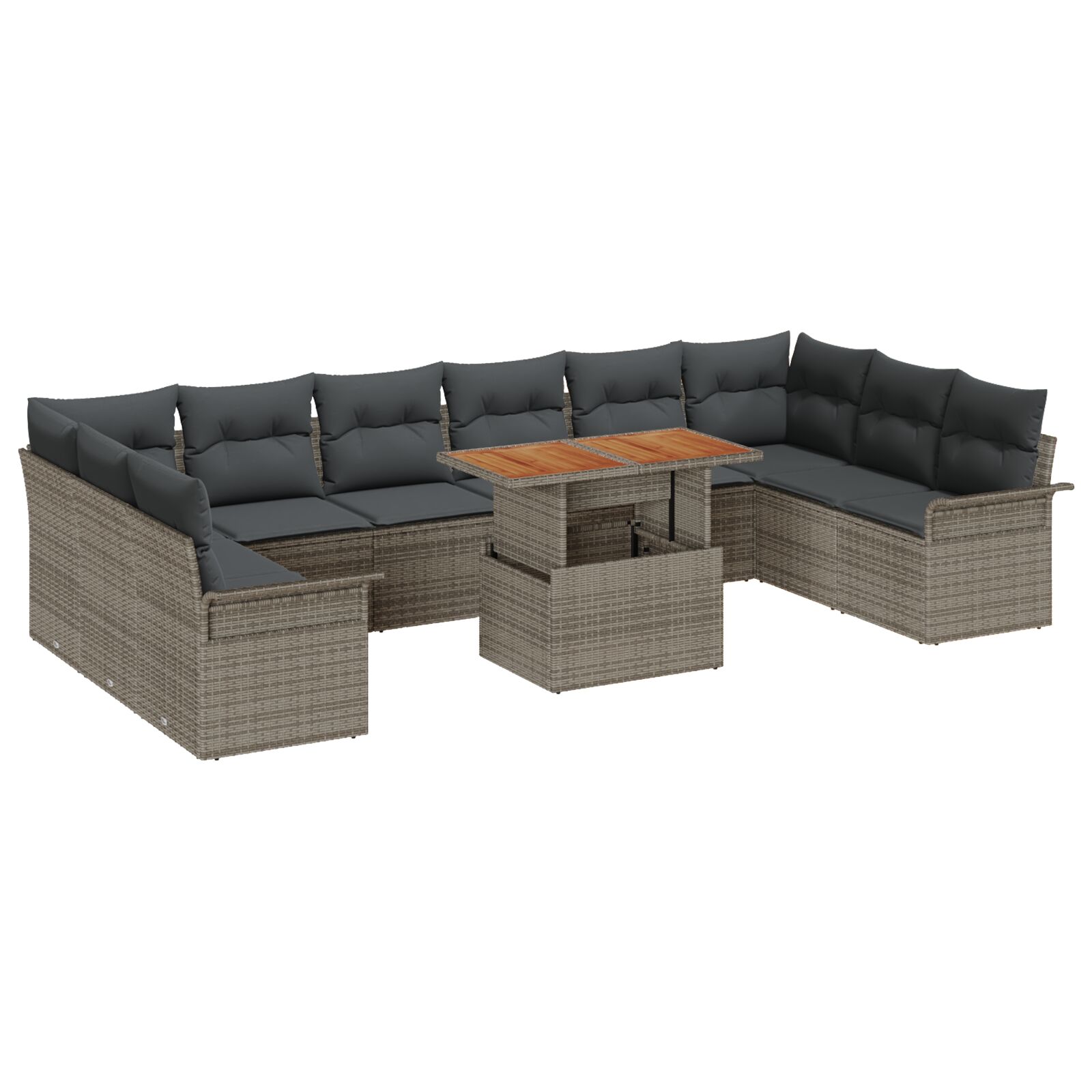 11-teiliges Garten Sofaset mit Kissen Grau Poly Rattan, 2-Sitzer Garten Sofa mit Stauraum & Kissen Grau Poly Rattan 11-teiliges Garten Sofaset mit Kissen Grau Poly Rattan, 2-Sitzer Garten Sofa mit Stauraum & Kissen Grau Poly Rattan