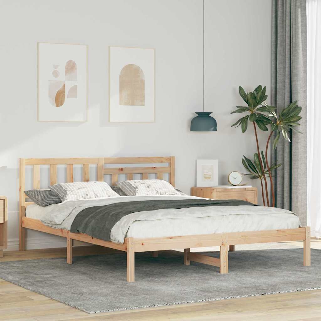 Bettgestell mit Kopfteil Braun 150 x 200 cm Massivkiefer