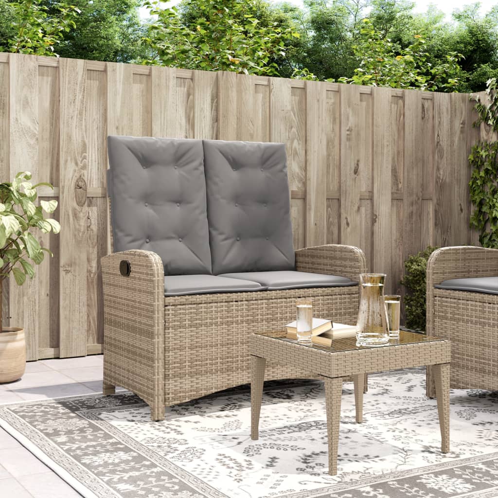 Gartenbank Verstellbar mit Kissen Beige Poly Rattan Gartenbank Verstellbar mit Kissen Beige Poly Rattan
