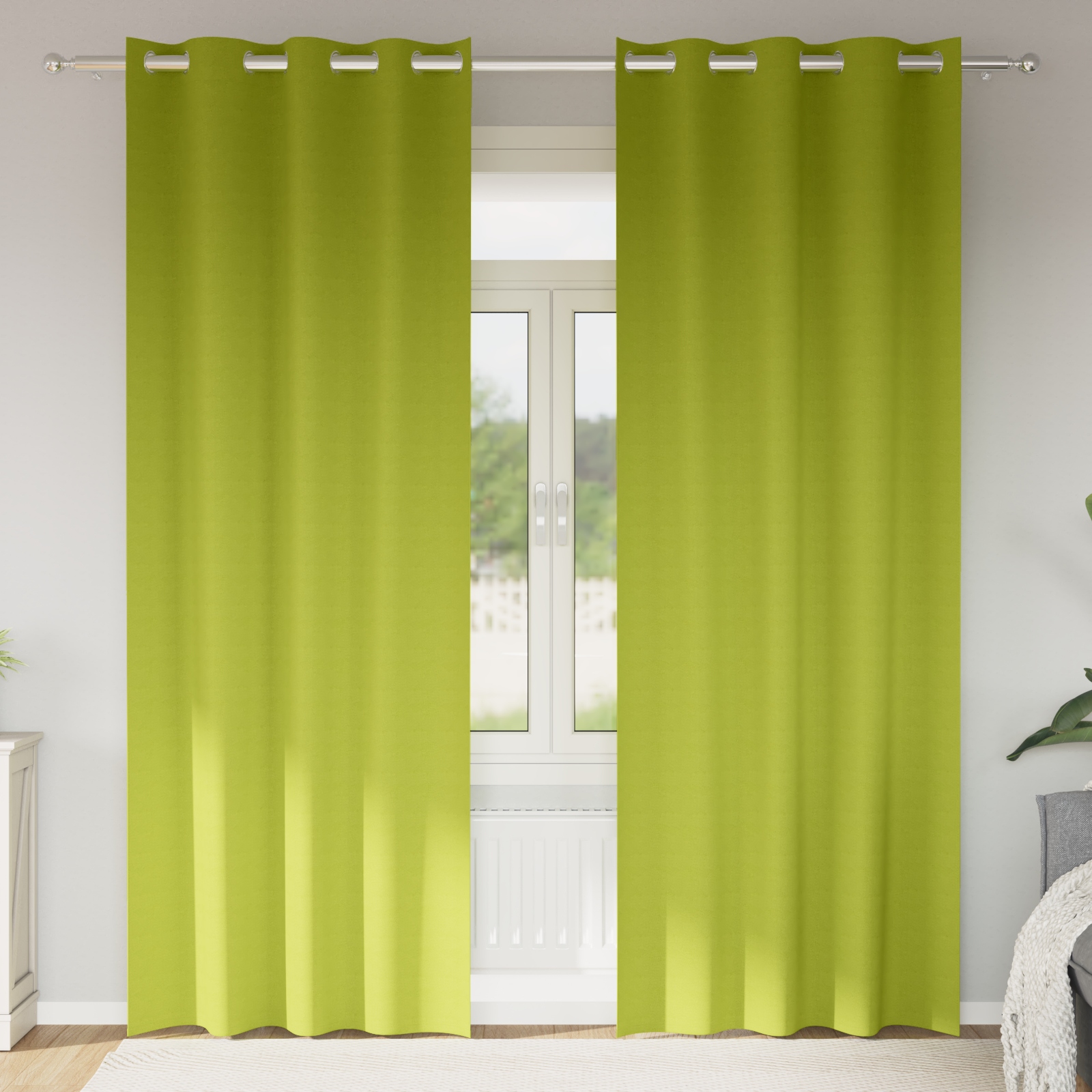 Vorhänge mit Vorhängen 2 pcs Apfelgrün 245 x 140 cm Polyester