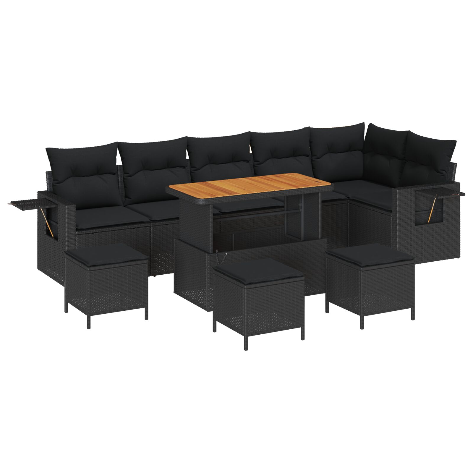 10-teilige Garten Sofa Set mit Kissen Schwarz Poly Rattan Akazie, 4-teiliges Garten Ess Set mit Kissen Schwarz Poly Rattan Akazie 10-teilige Garten Sofa Set mit Kissen Schwarz Poly Rattan Akazie, 4-teiliges Garten Ess Set mit Kissen Schwarz Poly Rattan Akazie