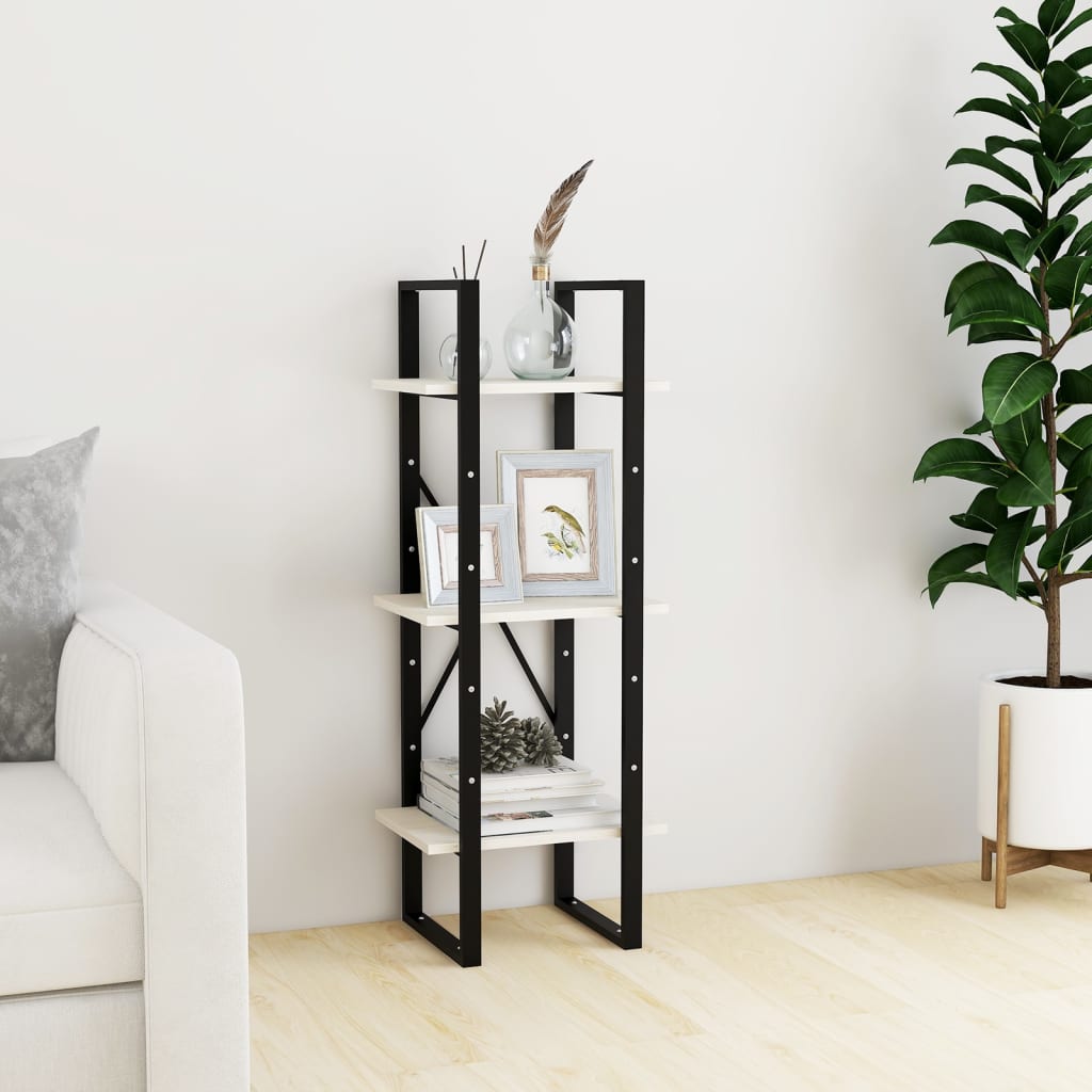 Bücherregal 3 Fächer Weiß 40x30x105 cm Massivholz Kiefer
