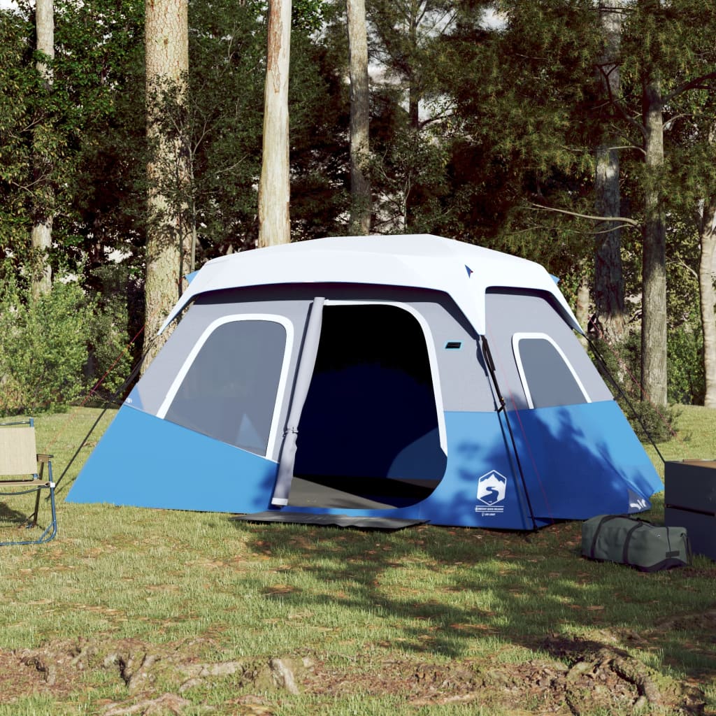 Familienzelt mit LED 6 Personen Hellblau Quick Release