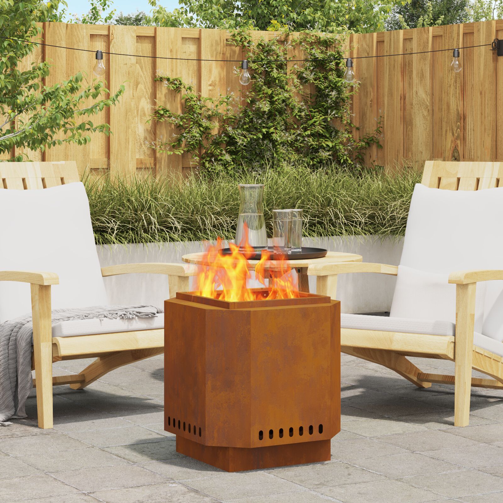 vidaXL rauchfreier Grill 48x48x51 cm aus wetterfestem Stahl