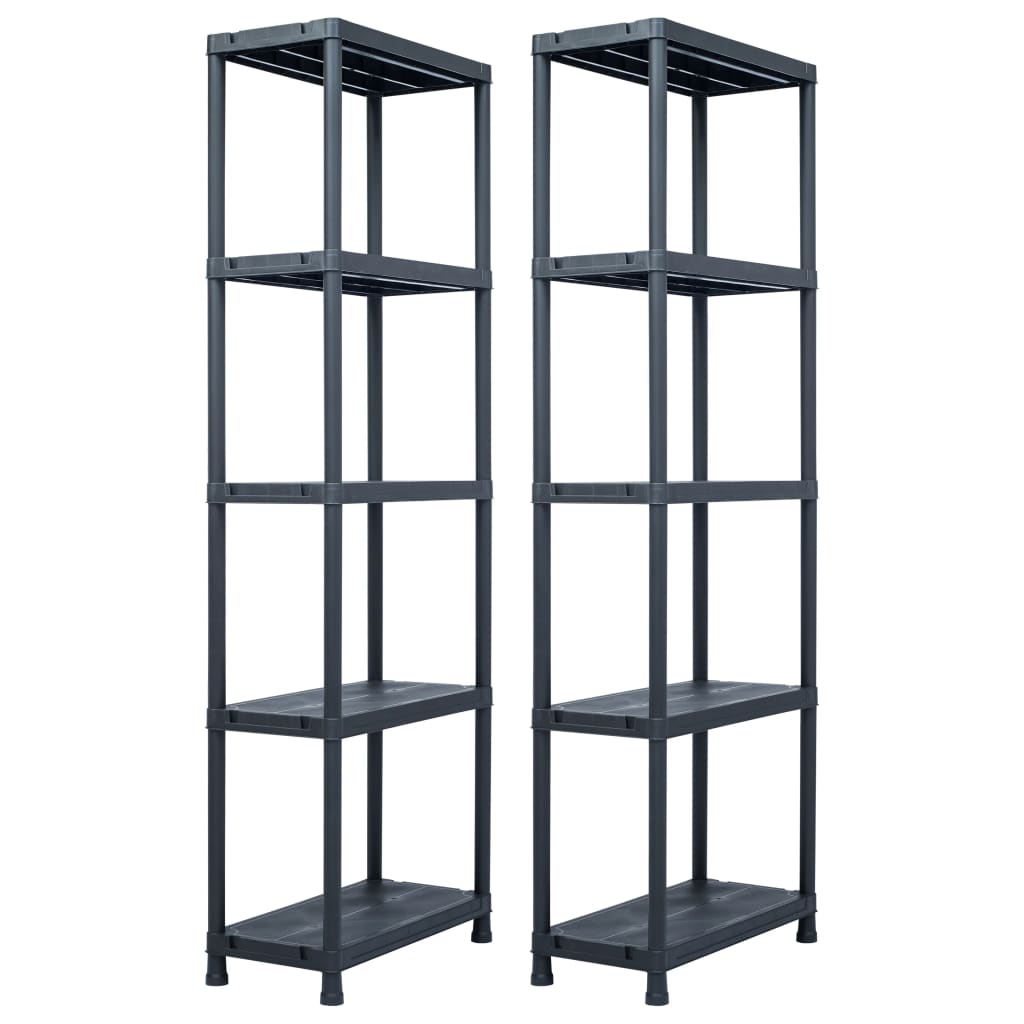 Lagerregale 2 Stk. Schwarz 125 kg 60 x 30 x 180 cm Kunststoff