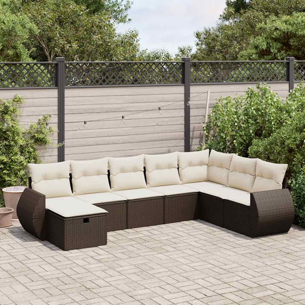 8-tlg. Garten-Sofagarnitur mit Kissen Braun Poly Rattan 8-tlg. Garten-Sofagarnitur mit Kissen Braun Poly Rattan