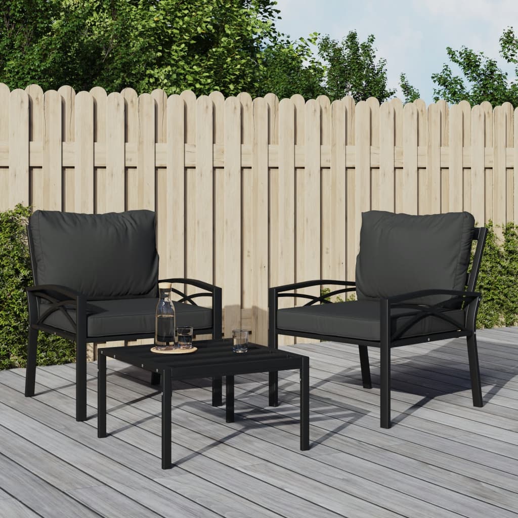 Gartenstühle mit Grauen Kissen 2 Stk. 68x76x79 cm Stahl Gartenstühle mit Grauen Kissen 2 Stk. 68x76x79 cm Stahl