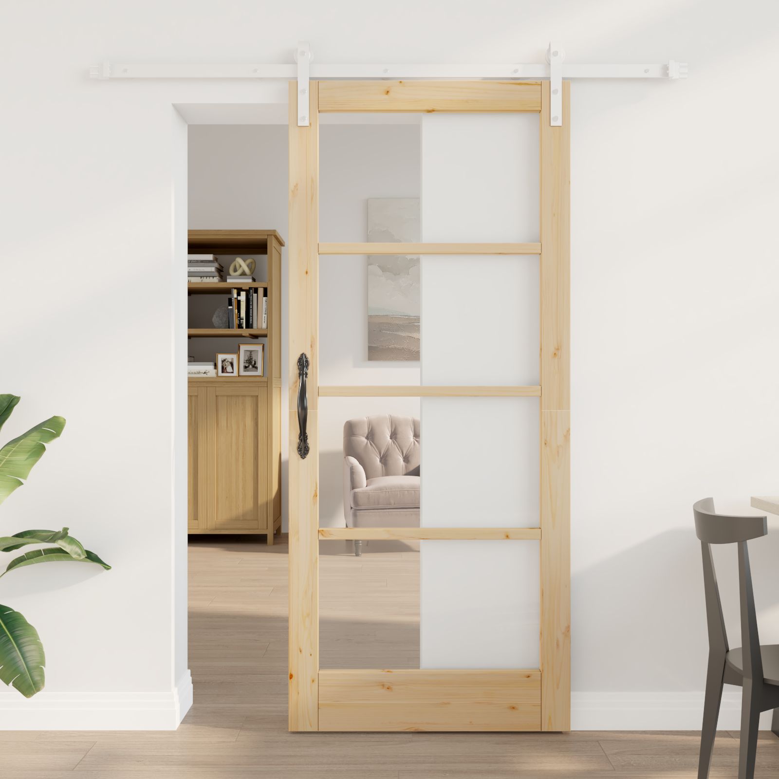 Schiebetür mit Beschlagset 'ORKDAL'Massivholz & Glas