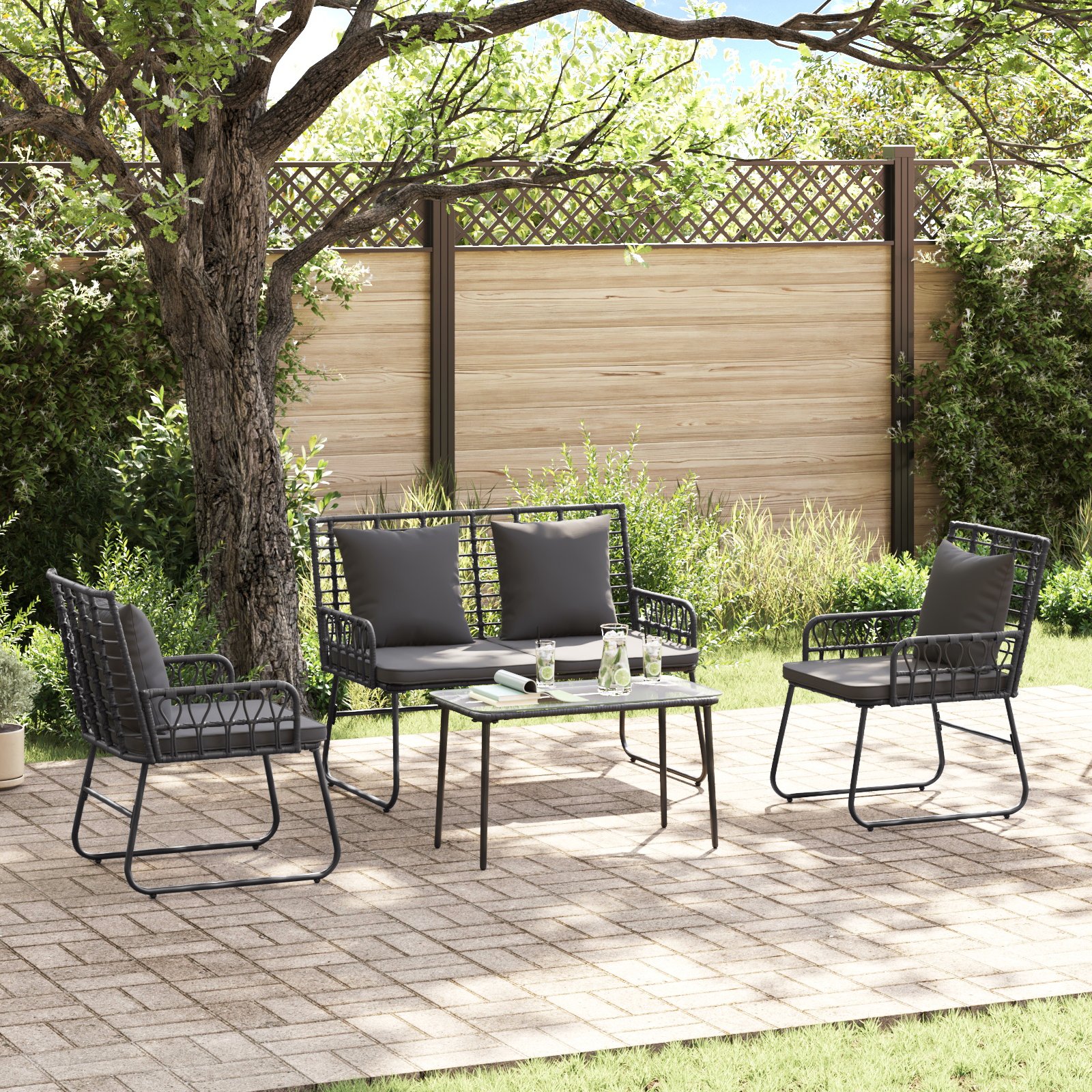 Garten Essgruppe 3 pcs Schwarz, Anthrazit 113 x 69 x 83 cm Garten Essgruppe 3 pcs Schwarz, Anthrazit 113 x 69 x 83 cm