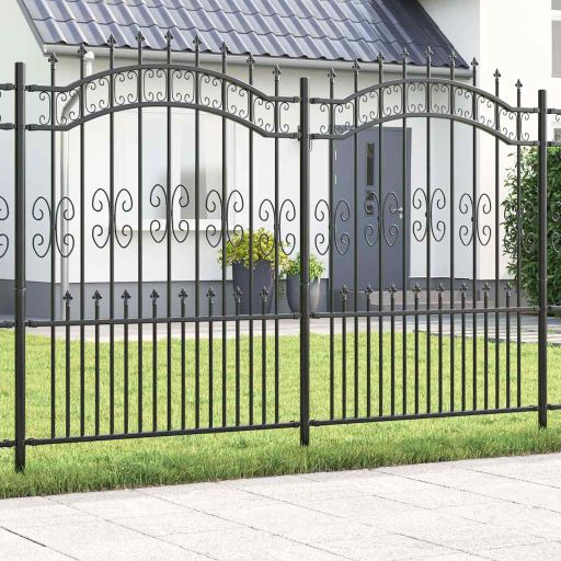 Gartenzaun Grau 190 cm Pulverbeschichteter Stahl Gartenzaun Grau 190 cm Pulverbeschichteter Stahl