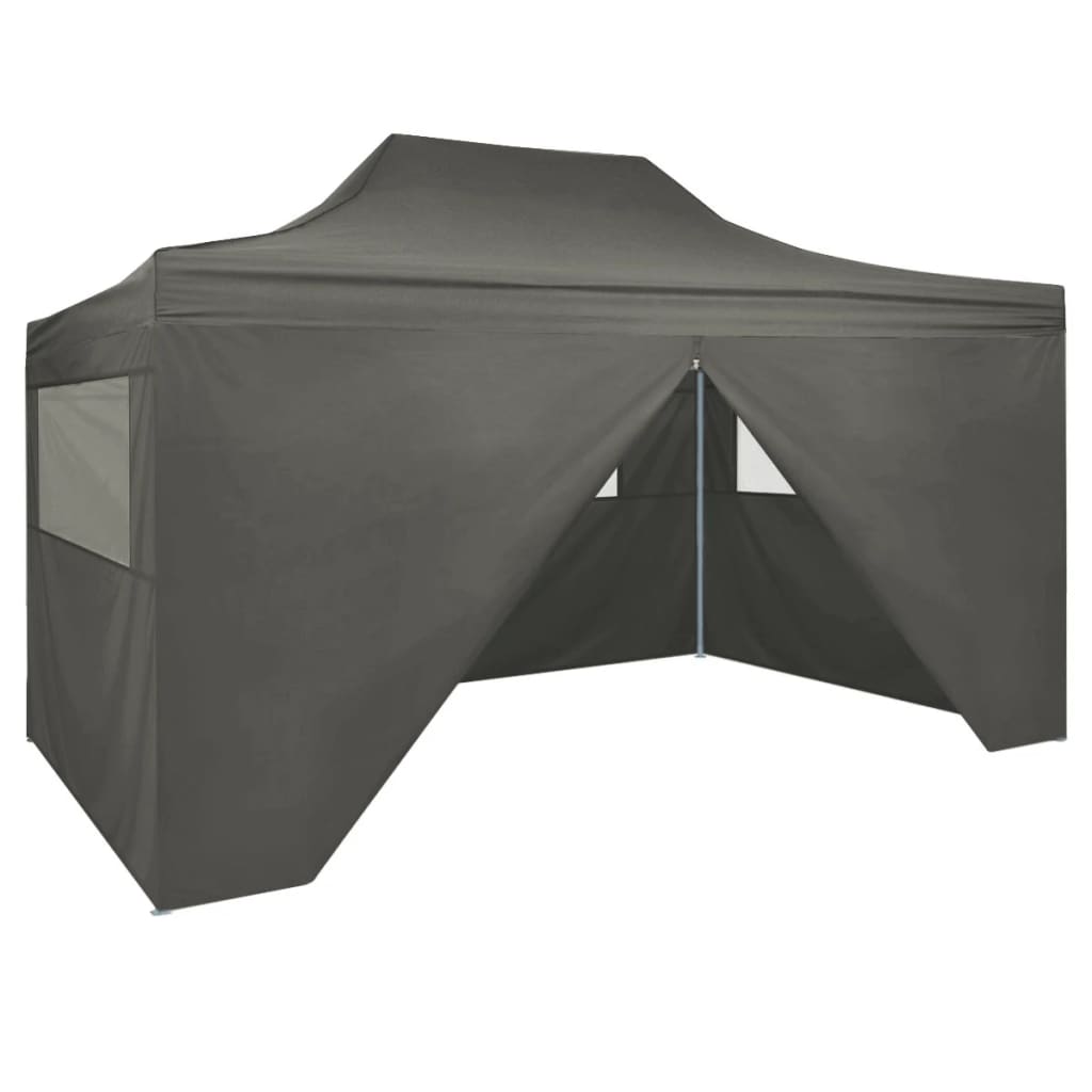Faltzelt Pop-Up mit 4 Seitenwänden 3 x 4,5 m Anthrazit