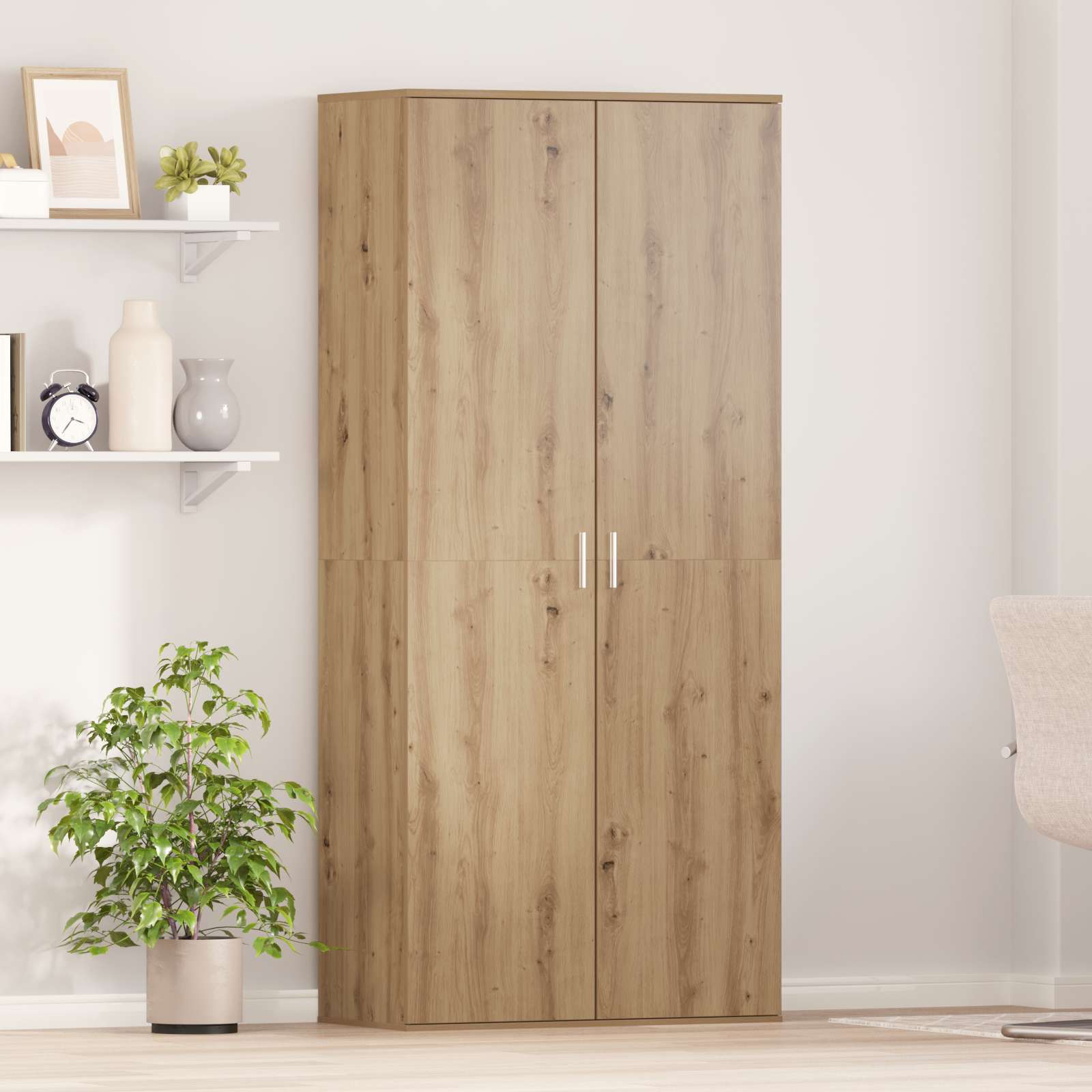 Highboard Kunsthandwerk-Eiche 80x39x178 cm Holzwerkstoff