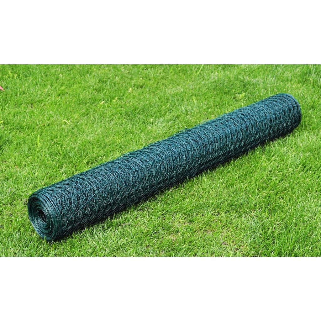 Drahtzaun Hühner Verzinkt mit PVC-Beschichtung 25x0,75 m Grün