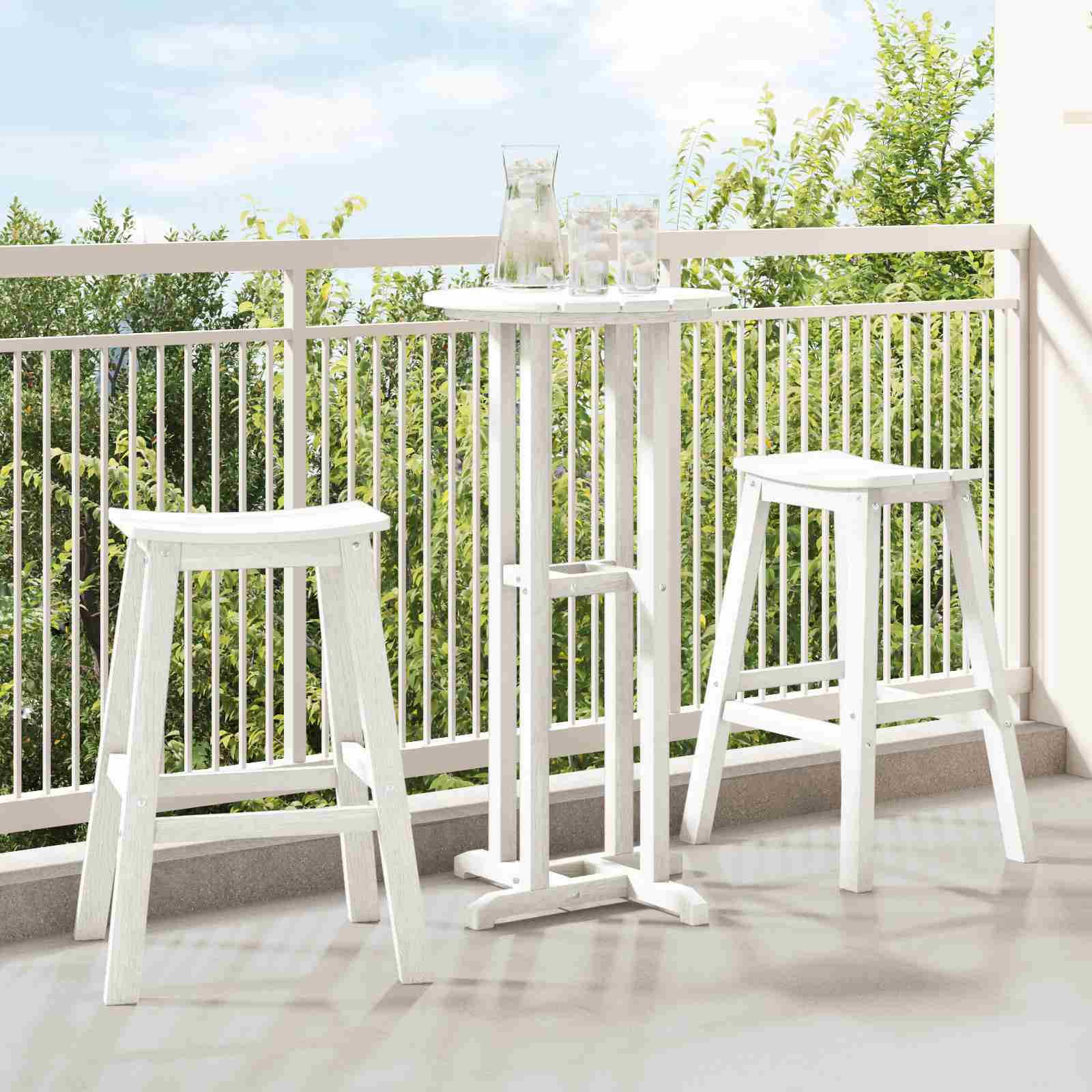 3-teiliges Garten Bar Set Weiß HDPE