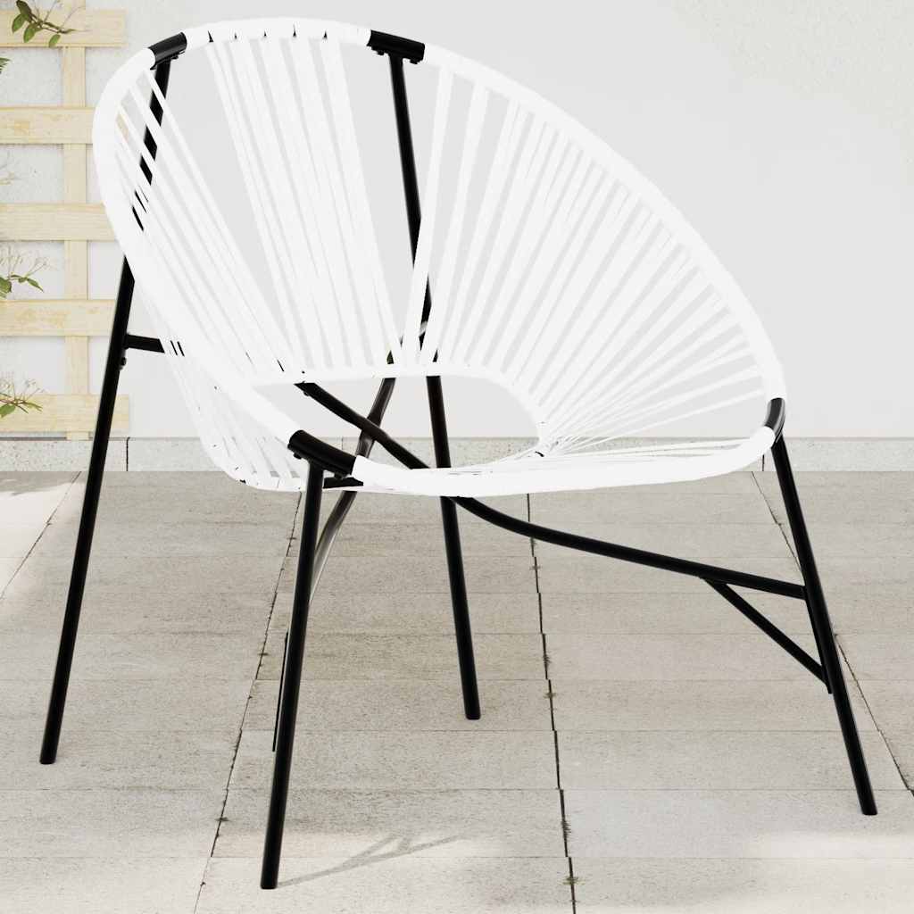 Gartenstuhl in Ei-Form Schwarz und Weiß Poly Rattan Gartenstuhl in Ei-Form Schwarz und Weiß Poly Rattan
