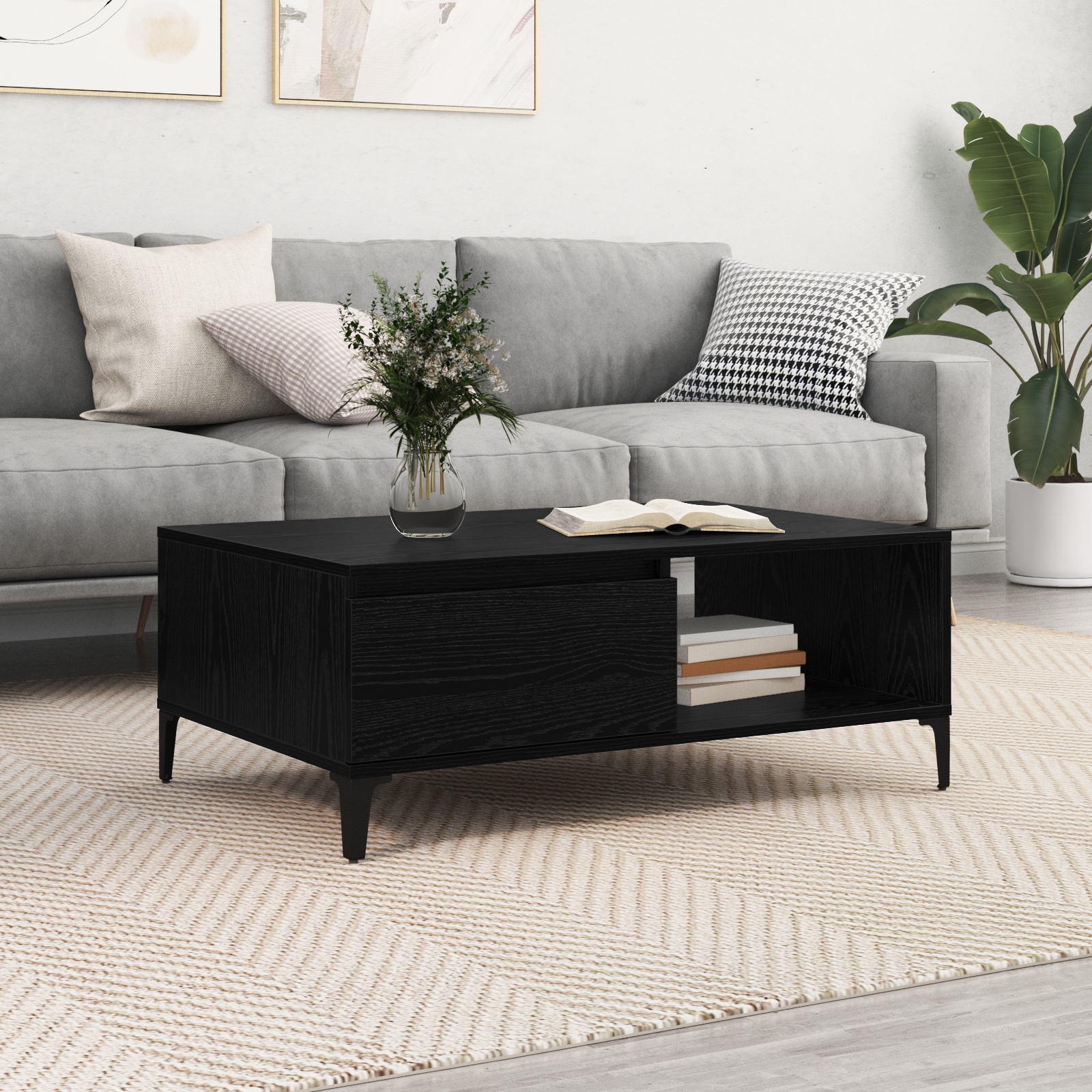 Couchtisch Schwarze Eiche 90 x 60 x 35 cm Holzwerkstoff