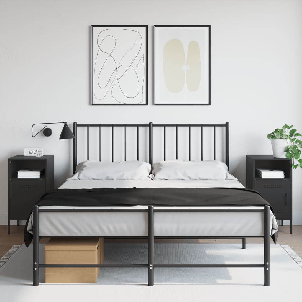 Nachttische 2 Stk. Schwarz 36x39x68 cm Kaltgewalzter Stahl