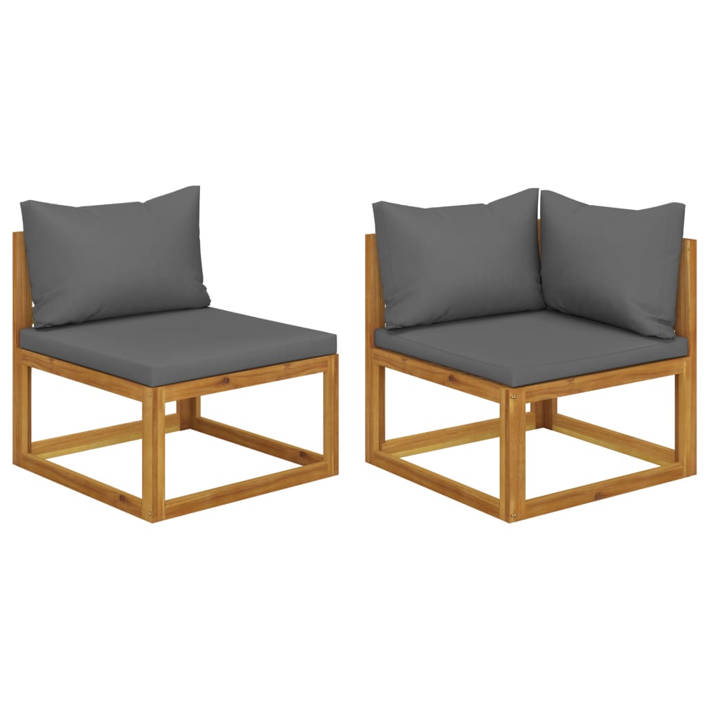 2-tlg. Sofa-Set mit dunkelgrauen Kissen Akazie Massivholz 2-tlg. Sofa-Set mit dunkelgrauen Kissen Akazie Massivholz