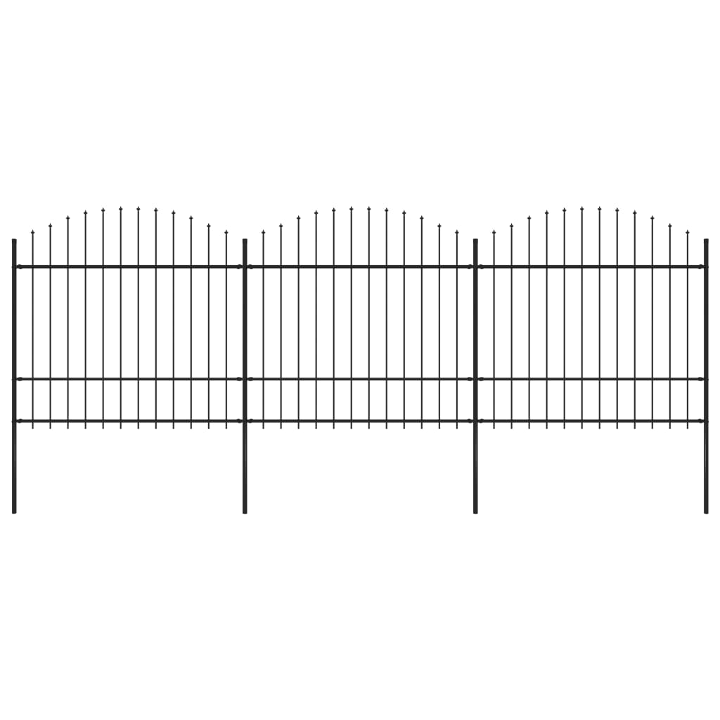 Gartenzaun mit Speerspitzen Stahl (1,5 - 1,75) x 5,1 m Schwarz
