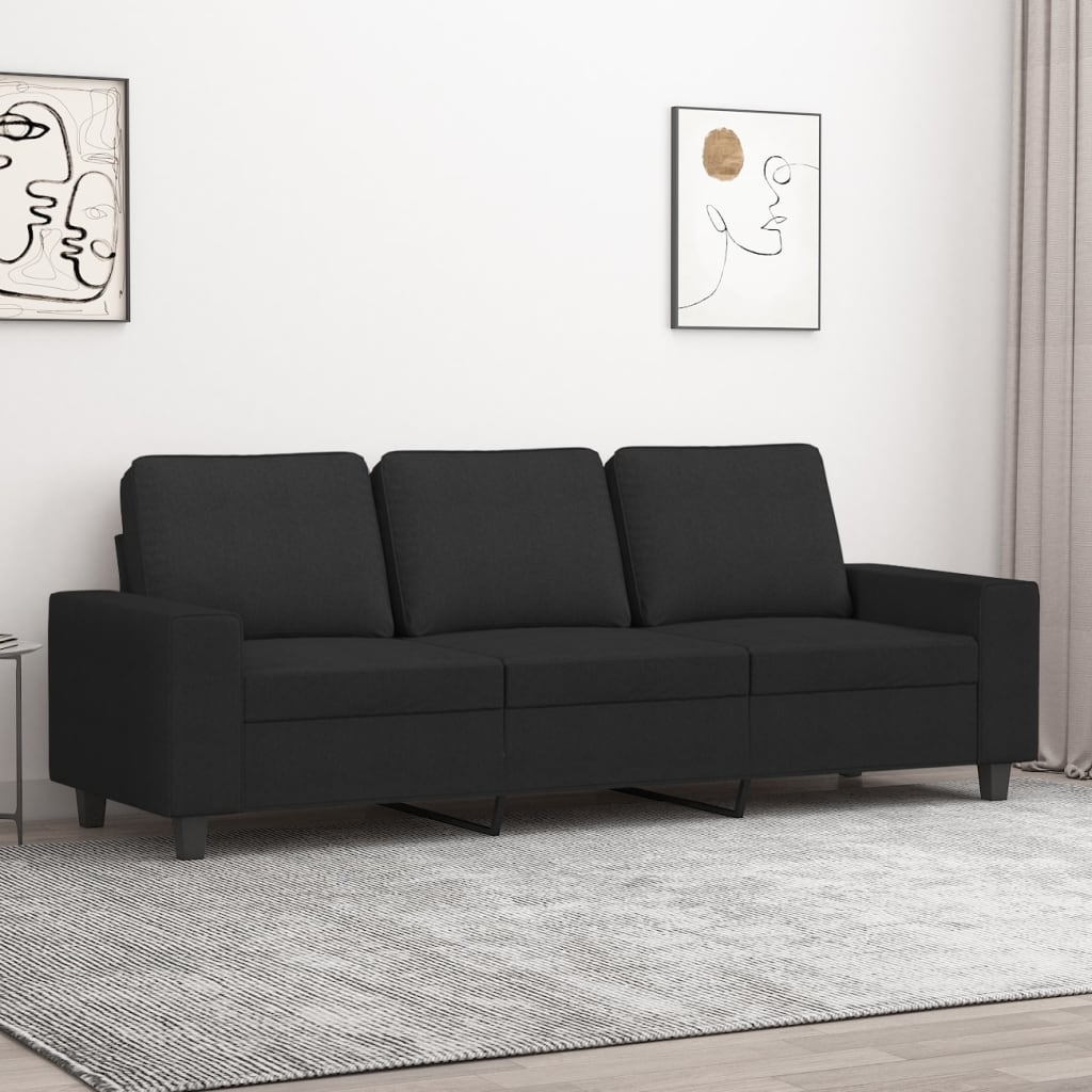 3-Sitzer-Sofa Schwarz 180 cm Stoff 3-Sitzer-Sofa Schwarz 180 cm Stoff