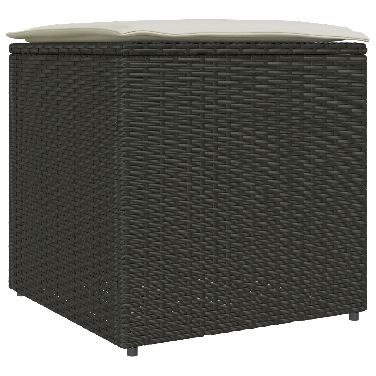 Außenlagerungskiste Schwarz und Creme Rattan, Polyester 80 cm