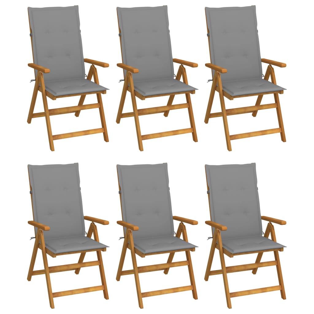Klappbare Gartenstühle 6 Stk. mit Auflagen Massivholz Akazie Klappbare Gartenstühle 6 Stk. mit Auflagen Massivholz Akazie