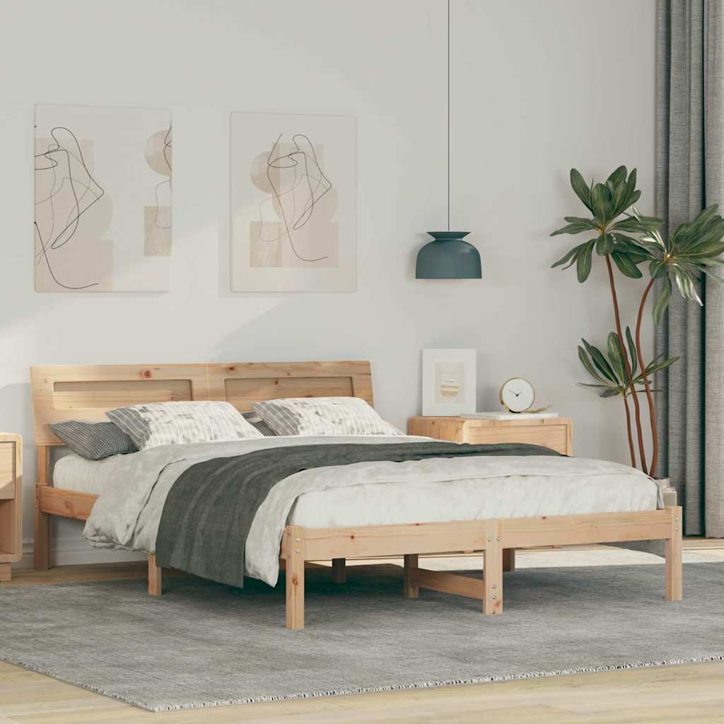 Bettgestell Braun 140 x 190 cm Massivkiefer