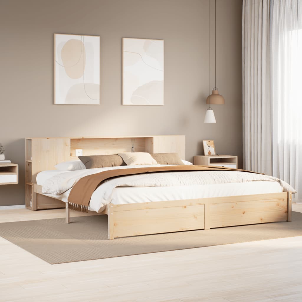 Massivholzbett mit Regal ohne Matratze 180x200 cm Kiefernholz