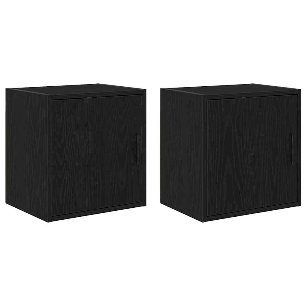 Garagen-Wandschränke 2 Stk. Schwarz Holzwerkstoff Garagen-Wandschränke 2 Stk. Schwarz Holzwerkstoff