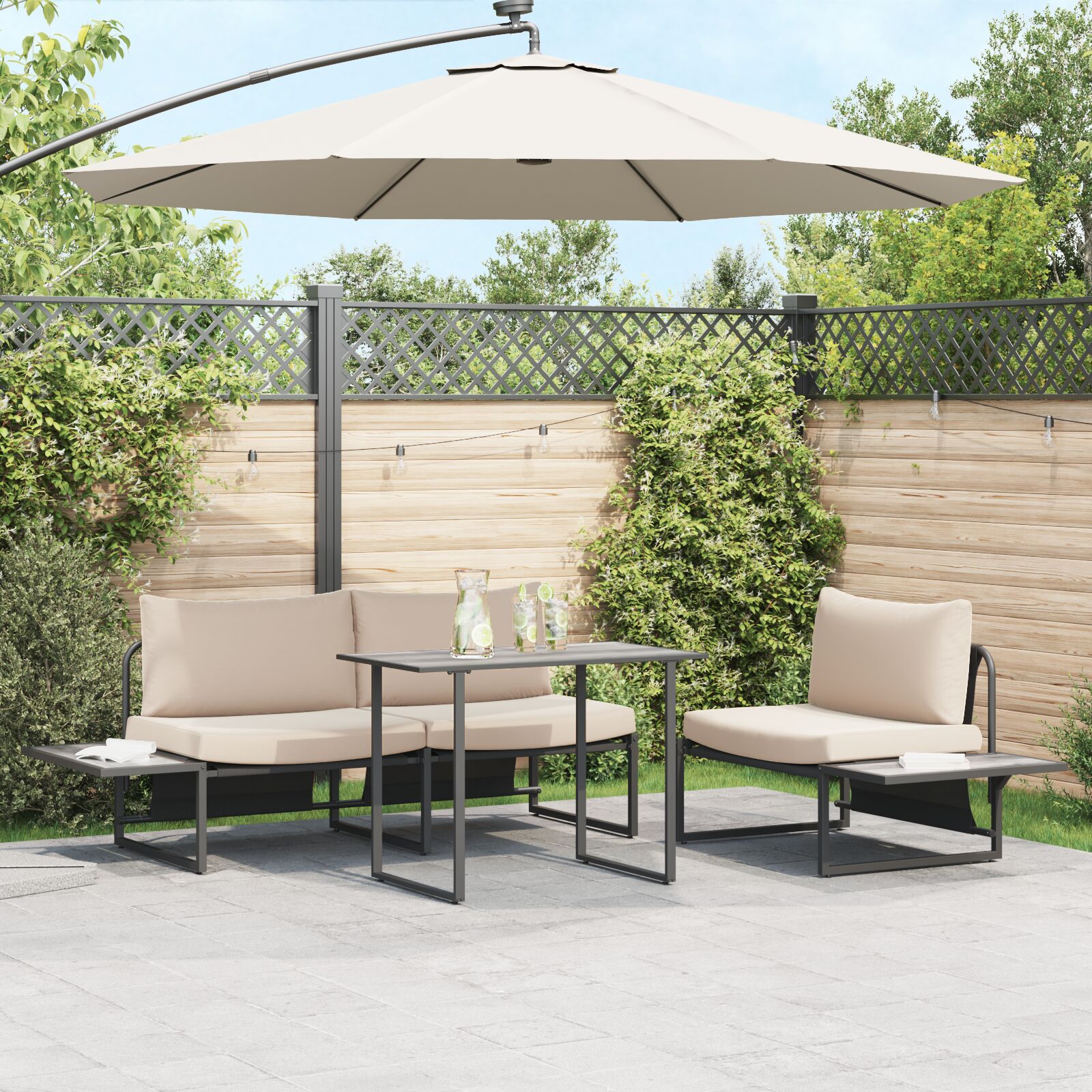 Gartentisch Grau 100x55x70 cm DPC und Stahl