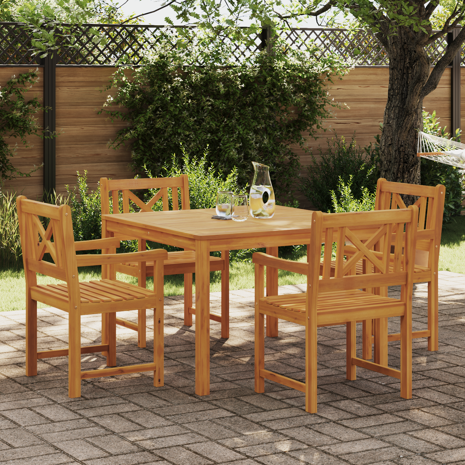 5-teiliges Gartenset Esstisch Massivholz Akazie