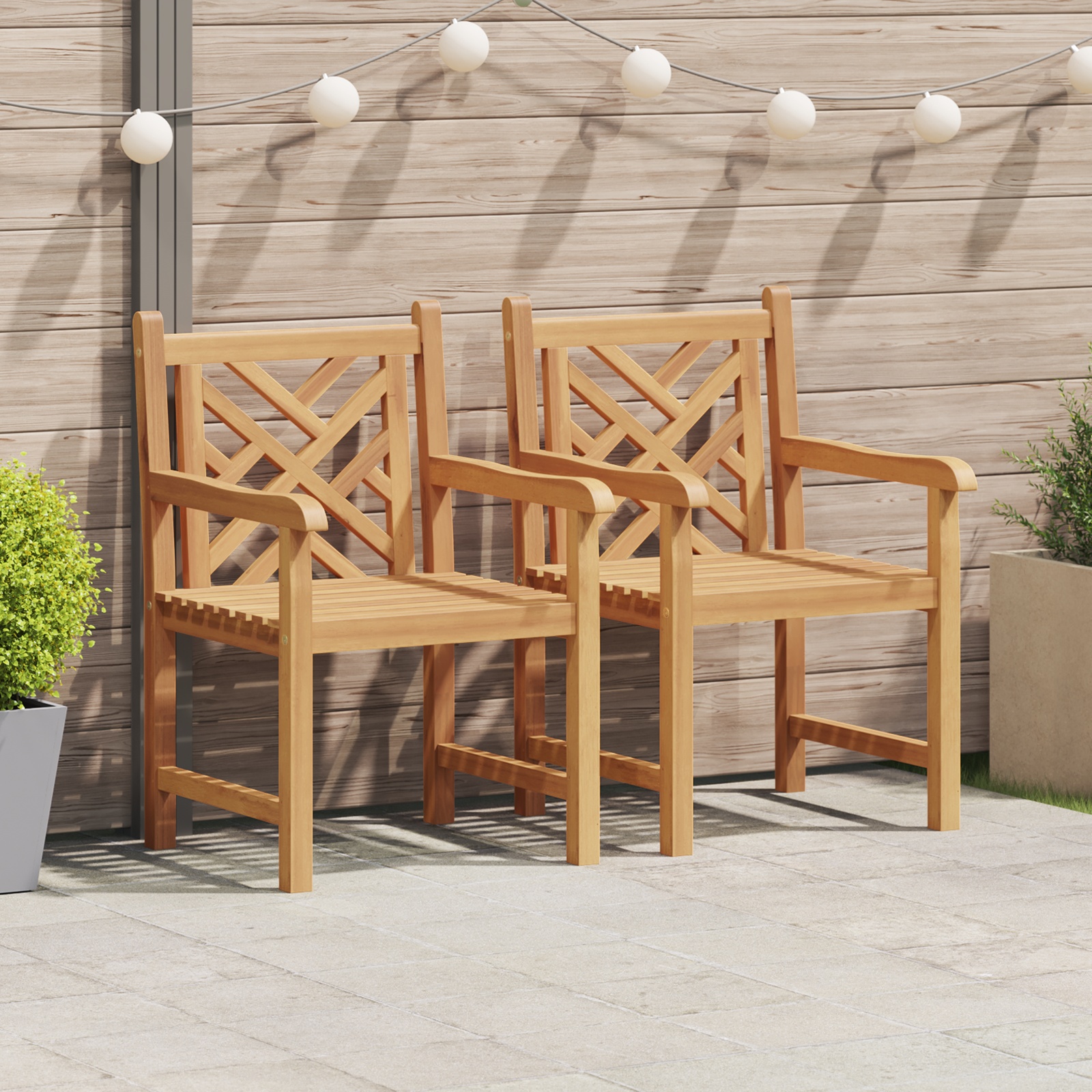 Gartenstuhl 2 pcs Braun 58 x 60 x 90 cm Massives Teakholz Gartenstuhl 2 pcs Braun 58 x 60 x 90 cm Massives Teakholz